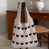 Sacs à bandoulière en tricot pour femmes, fourre-tout d'amour, sac à main léger bloquant les couleurs, grande capacité de rangement, poignée supérieure de Shopping