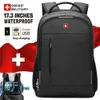 Swiss Military Men Laptop 17 Inch Fashion Business ryggsäck Skola Vattentät USB stor kapacitetsväska Mochilas Back Pack