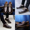 TSIODFO Formale Herren-Oxford-Business-Freizeitschuhe aus echtem Leder in Schwarz und Braun