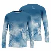 FI Herrtryck T -shirt LG Sleeve Fishing Shirt - andningsbar, UV Protecti Outdoor Sports Crewneck Tops 6xl U0DK#
