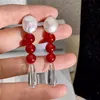 Stud français vintage rouge agate perlée boucles d'oreilles pour femmes lumière de luxe design naturel baroque perle de haute qualité charme bijoux delive otzdn