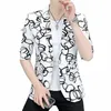 hoo 2024 Nouveau beau blazer imprimé à manches mi-longues pour hommes t6eA #