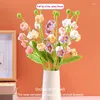 Decorative Flowers 1pc Crochet Hand Woven Lily Of The Valley Cotton Yarn Fake Flower Wedding Party Bouquet Year Home Table Decorations