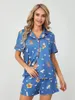 Vêtements à domicile Femmes Pyjama d'été Définit des chemises à manches courtes Shirts et Shorts Loungewear 2 pièces