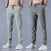 Ice Soie Casual Hommes Pantalons Hommes Été Mince 2024 Style coréen Tendance de travail Lâche Droite Pantalon de sport respirant Streetwear G6VH #