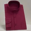 men's Lg Sleeve Mao-collar Mandarin Collar Shirt Single Patch Pocket Smart Casual Standard-fit Busin Office Dr Shirts C0UH#