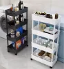 Racks 3 4Tier Rolling Utility Cart Storage Shelves Multifunction Storage Trolley Cart with Wheels Easy Assembly for Bathroom, Kitchen