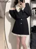 Arbeitskleider Adrette Koreanische Zweiteilige Sets Damenbekleidung Langarm Crop Coat Hohe Taille A-Linie Rock Outfits Mode Tunika Süß