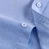 Hommes Busin Oxford Lg manches chemises Cott décontracté simple poche plaquée coupe Standard bout à bout solide chemise à carreaux rayé d0E5 #