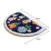 Mattor Semicircle Floor Mat Boho Flower Cartoon Panda Mönster Tjock Dörrvattenabsorption Tvättbara icke-halkbadrumsmattor