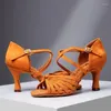 Dansschoenen Hoge hakken Snoepkleurig Kasjmier Volwassen Dames Latin Professioneel Nationale standaard 7,5 cm