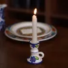 Miniatury Piękny popołudniowy w stylu wiejskim ręcznie malowany niebieski stół ceramiczny stół przy świecach
