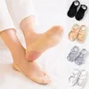 Women Socks Black Nude White Non Slip Invisible One Size Toe Cover Boat Nylon Half