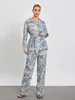 Accueil Vêtements Femmes Pyjama Ensembles Imprimé Floral Manches Longues Chemise Boutonnée Et Pantalon Pyjama Ensemble Pyjama Doux 2 Pièces Loungewear