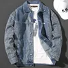 Mens Jeans Jacket Splicing Geometric Patterns Denim Jackets Autumn Fashion Japanese Loose Square Collar Casual Jacket 240319