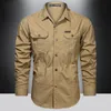 2023 Spring Shirts Men LG Sleeve Casual Cott Shirt Högkvalitativ Camisa Militar Over -Shirt Brand Clothing Black Bluses 5XL R9DS#