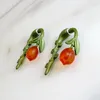 Stud Earrings 2024 Real Pendientes Roses Retro Boutique Web Celebrity Product Exaggeration Of The Lacquer That Bake Goddess