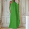 Podstawowe sukienki swobodne Eleganckie kantar na jednym ramię luźne sukienkę na imprezę Lady Solid Kolor Temperament Bankiet Maxi 2023 Kobiety mody vestido yq240328