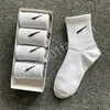 Socks designer sock for men sports socks chaussette socken Classic white sock Breathable Cotton Football basketball Sports sock Solid Color 5 pairs a box 100% Cotton