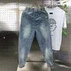 Nueva llegada pantalones Harem de mezclilla con cordón informal coreano pantalones vaqueros para hombre primavera otoño Fi Hip Hop agujeros holgados pantalones vaqueros de boda 735W #