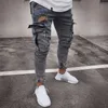 Calças de brim dos homens denim bolso lápis calças de carga verão outono fino regular ajuste jeans homens elasticidade calças elásticas masculino p5di #