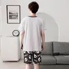 Zomer Mannen Pyjama Set Volwassen Nachtkleding Katoenen Pyjama Homewear Cartoon Panda Koreaanse Losse Korte Mouw Pijamas Leisure Loungewea 240323