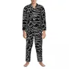 Hemkläder Abstract Line Sleepwear Spring Okänd Pleasures Casual Oversize Pyjamas Set Mens Long Sleeves Trendy Sleep Pattern Suit