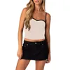 T-shirts Femmes Femmes Mesh Ruché Cami Top Spaghetti Strap Contrast Trim Bustier Camisole Sweetheart Cou Patchwork Débardeur Sortant Y2k Tees