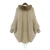 Kvinnors tröjor Vinter Kvinnor Cardigan Loose Sweater Faux Päls krage Batwing Sleeve Sticke Jackor Coats Casual Asian Size Drop Delivery Dhuc4