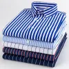 Heren Gestreept Shirt Lg Mouw All-Match Slim Fit Koreaanse Fi Zwart Blauw Print Shirts N-ir Casual Busin Dr Shirts m1D7 #