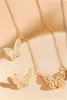 Collier papillon creux en zircon plein de diamants de luxe avec boucles d'oreilles papillon ensemble de bijoux collier papillon tridimensionnel collier boucles d'oreilles