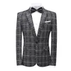 Busin Plaid Men Blazers 2023 Vintage Wedding Groom Man Jacket Casual One-Butt Slim Fit Plus Size Blazer Terno Men Clothing S2OH#