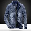 Męskie nowe vintage dżinsowe kurtki solidne dżinsy płaszcz Fi stojak ubrania czarny niebieski bombowiec stojak 52xr#