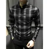 2023 Nya mäns högkvalitativa skjortor Plaid Loose Busin Casual Silk Smooth Shirt LG Sleeve Men's Shirt Shirts For Men X5ya#