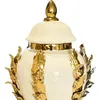 Garrafas de armazenamento porcelana gengibre jar arranjo floral ornamento exibição vaso flor cerâmica para casamento escritório casa desktop artificial
