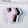 New Outfit lululss designer Women Shirts Sexy Backless Sports fashion brand Fitness Sportswear Crop Gym Clothing Wear Shorts Sleeve Summer Breathable