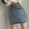 Rimocy coreano high wiast jeanst mini -saia feminina verão sexy saco tight hip woman slim fit y2k curto fêmea 240328