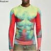 2024 Spring Summer Pattern Printing Men's LG Sleeve Slim Fit T-Shirts Crew Neck Pullover Topps Male Streetwear Casual T Shirt 05nt#