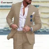 2024 Newest Men Suit Sets Tailor-made Linen Blazer Pants 2 Pieces For Beach Holiday Fi Party Male Slim Fit Classic Costumes d4NV#