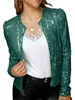 women's Sequin Embellished Lg Sleeve Open Frt Cardigan Shrug Glitter Bolero Jacket for Party Club Outfit 91gI#