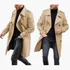 Tweed Designer Heren Trenchcoats Double Breasted Wollen Jas Herfst Winter Britse Revers Hals Lange Mouwen Losse Trenchcoats Mode Casual Cargidan Bovenkleding S-2XL