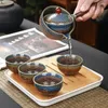 Teaware Sets Travel Tea Set Ceramic Teacup Automatic Rotating Teapot Chinese Brewer Filterable Suitable For 4 People