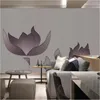 Fonds d'écran Milofi Grand papier peint mural personnalisé 3D style chinois gris lotus rétro fond de porche