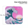 Tapetes de mesa vaporwave estética grande onda fora kanagawa retro pôr do sol coasters café couro placemats caneca talheres almofadas barra jantar