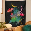 Tapissries Moon Moth Mushroom Tapestry Wall Hanging Botanical Magic Witchcraft Starry Sky Bakgrund Tyg Hippie Dekoration Mural