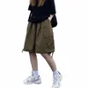 Rimocy Sommer Knielange Cargo-Shorts Frauen 2024 BF Harajuku Breite Bein Shorts Frau Streetwear Taschen Baggy Kurze Hosen Weibliche L8J1 #