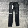 Jeans pour hommes Hommes Peintures goutte à goutte aléatoires Ripped Knee Wash Black Jean