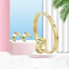 Fashion Beautiful Delicate Set Crystal Bracelet And Ring Stud Earring For women Gift Love Bangle Jewelry Whole 220331264k