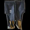 retro Cargo Overalls Navy Deck Denim Bib Overalls Wed Denim Straight Jeans Japanese Men's Pocket Jumpsuit Trendy Street Wear 58DR#