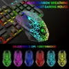 Set T11 Ensemble combiné clavier, casque, tapis de souris, clavier à sensation mécanique + souris de jeu PC + casque RVB, kits 4 en 1 rétroéclairés par LED filaires pour PS4 XBOX